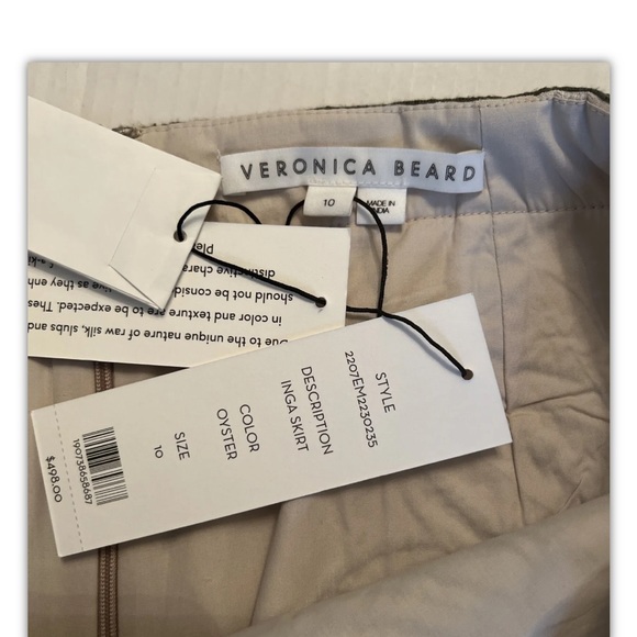 Veronica Beard Inga Sz 8- 10 Skirt EMBROIDERED Mini Beaded Oyster 100% Silk NWT - Picture 14 of 16